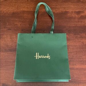 Harrods Green Shopping Bag with Gold Logo